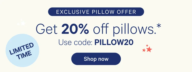 Email Exclusive; 20% off all pillows.* Just for our subscribers--use code PILLOW20 to save on every Casper pillow.