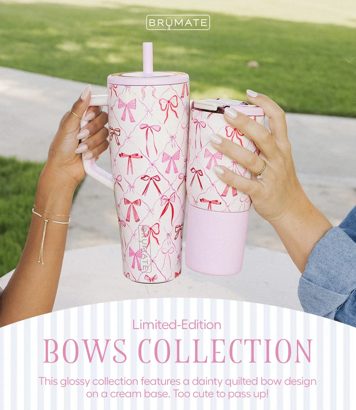 Limited-Edition, Bows Collection. This glossy collection features a dainty quilted bow design on a cream base. Too cute to pass up!