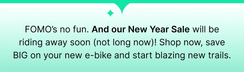 FOMO’s no fun. And our New Year Sale will be riding away soon (not long now)! Shop now, save BIG on your new e-bike and start blazing new trails.