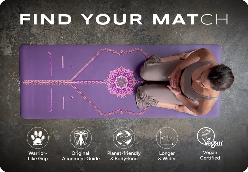 Find your MATch. Warrior-Like Grip; Original Alignment Guide; Planet-Friendly & Body-Kind; Longer & Wider ;Vegan-Certified