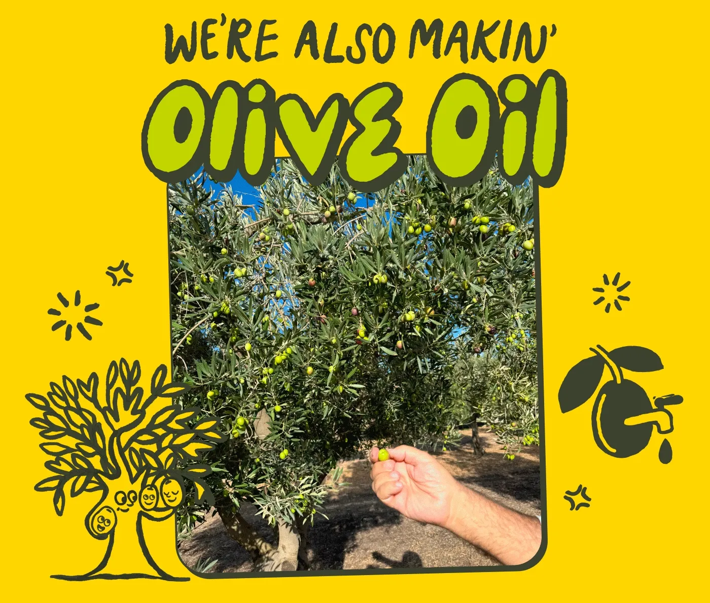 WE'RE ALSO MAKIN' OLIVE OIL