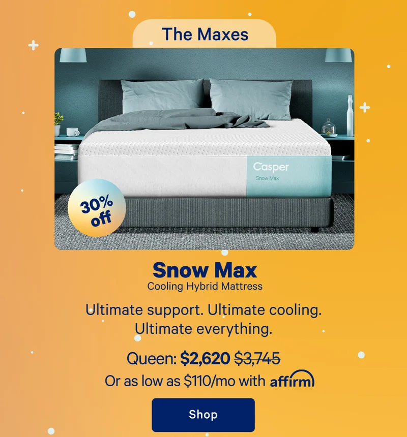 Snow Max Cooling Hybrid Mattress; Ultimate support. Ultimate cooling. Ultiamte everything.