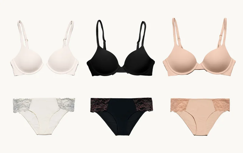 Simply Smooth T-Shirt Bra & Smooth Lace Bikini in Ecru, Black, and Buff