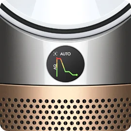 LCD screen of the Dyson Find+Follow Purifier Cool fan.