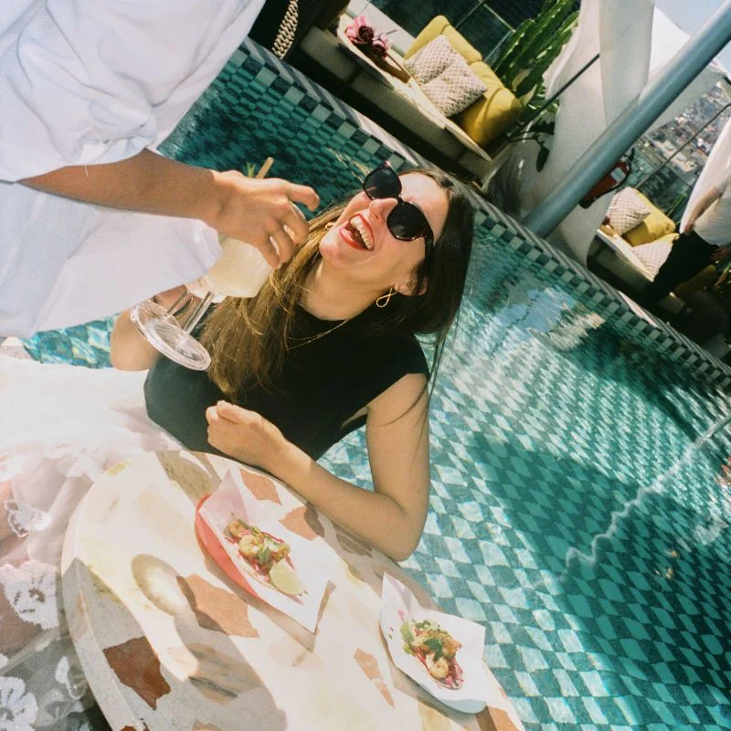 Eating by the pool