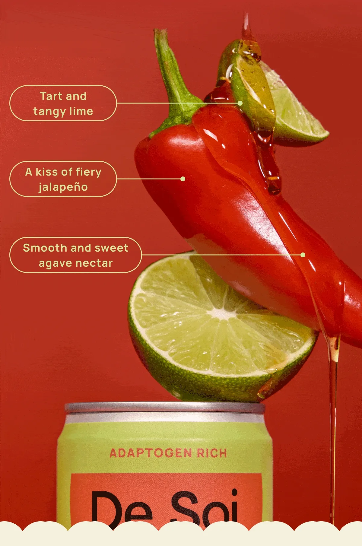 TART AND TANGY LIME | A KISS OF FIERY JALAPENO | SMOOTH AND SWEET AGAVE NECTAR