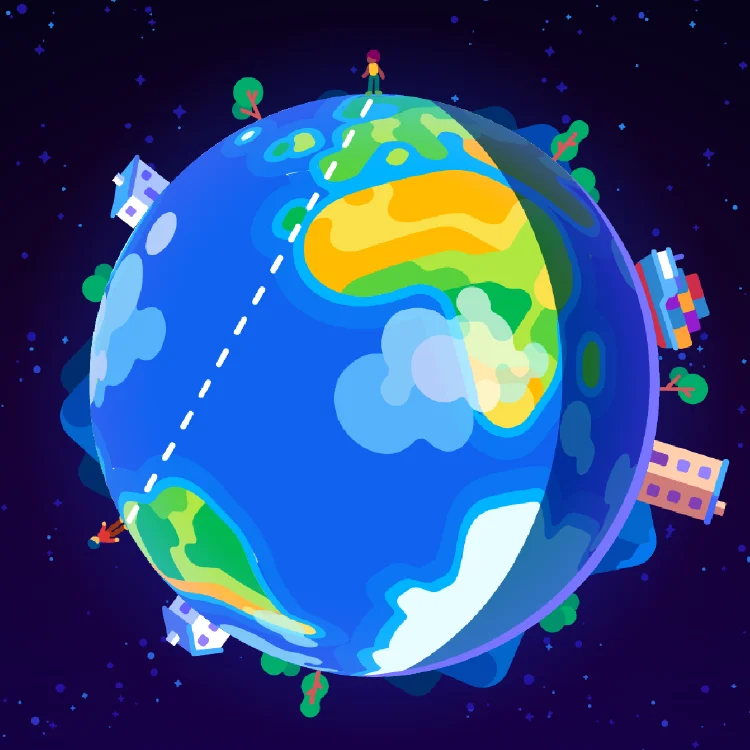 Illustration of the Earth and its curvature