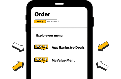 Explore exclusive deals and the McValue menu in the app.