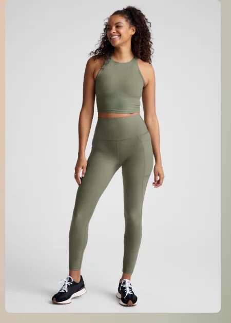 Spacedye Out Of Pocket High Waisted Midi Legging in Grey Sage Heather