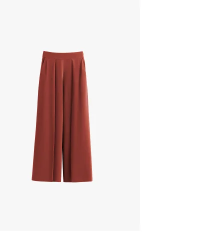 Silk Pleated Pant Dark Terracotta