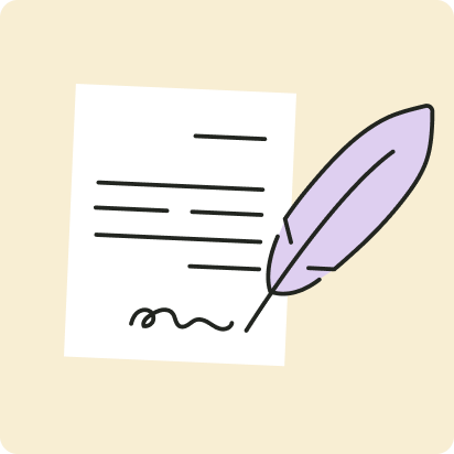 An icon of a will and quill