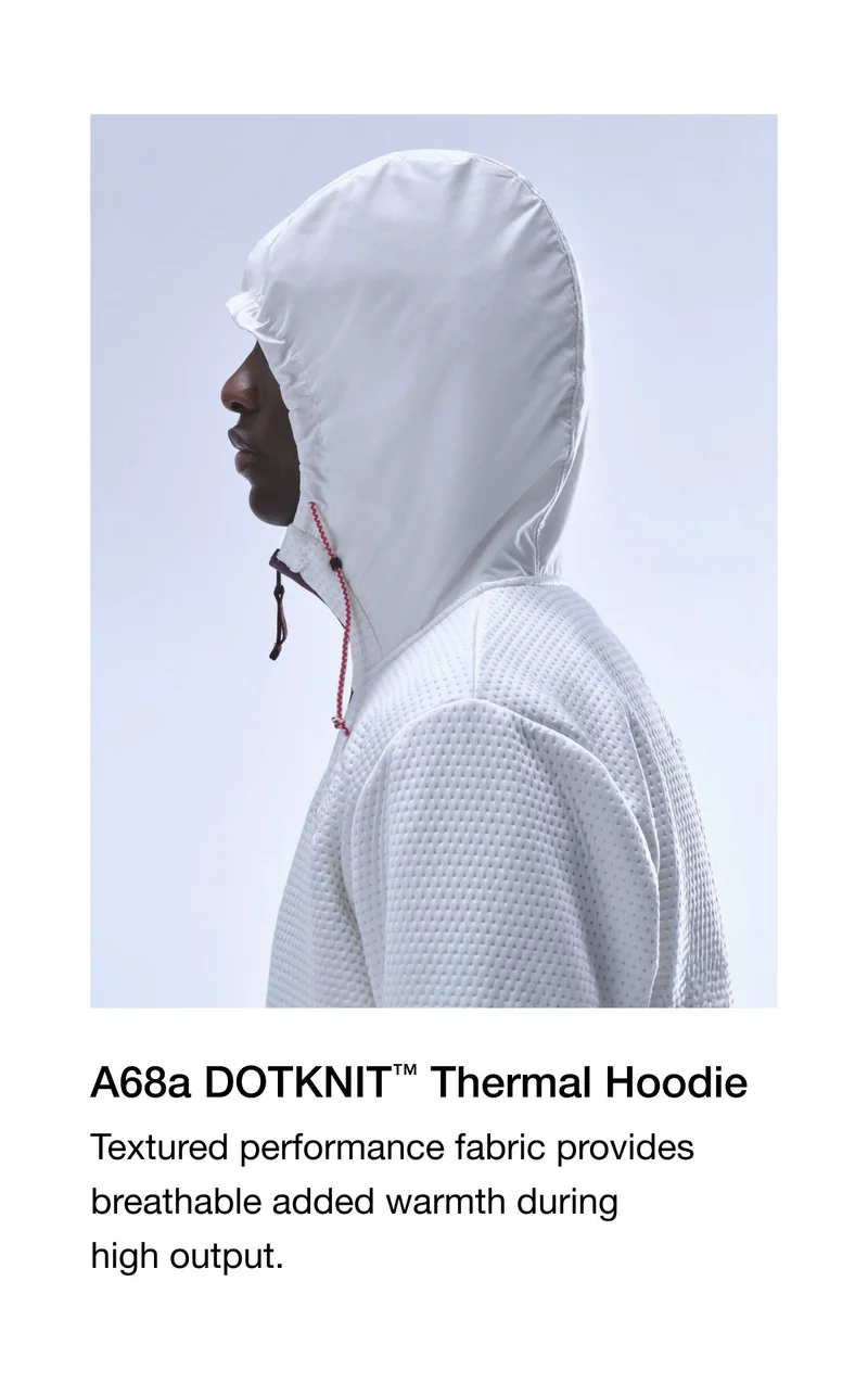 A68a DOTKNIT™ Thermal Hoodie Textured performance fabric provides breathable added warmth during high output.