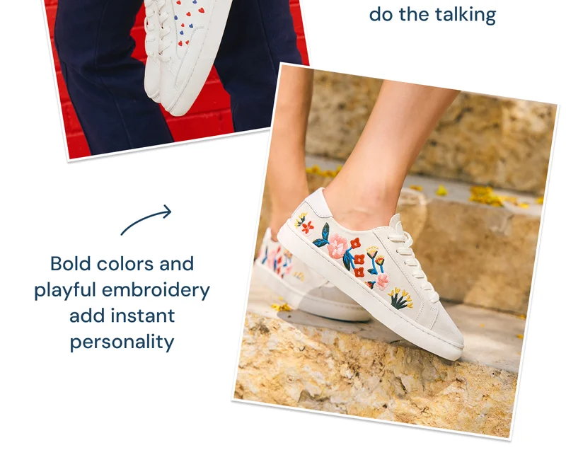 Wear when you want your shoes to do the talking Pairs best with simple, understated outfits—let the details shine Bold colors and playful embroidery add instant personality