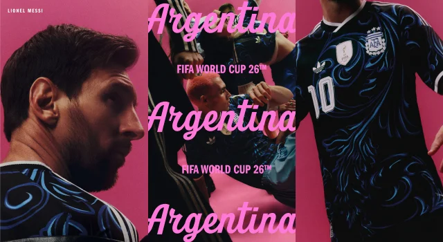 FIFA World Cup 26™ Argentina Away Jerseys displayed on model