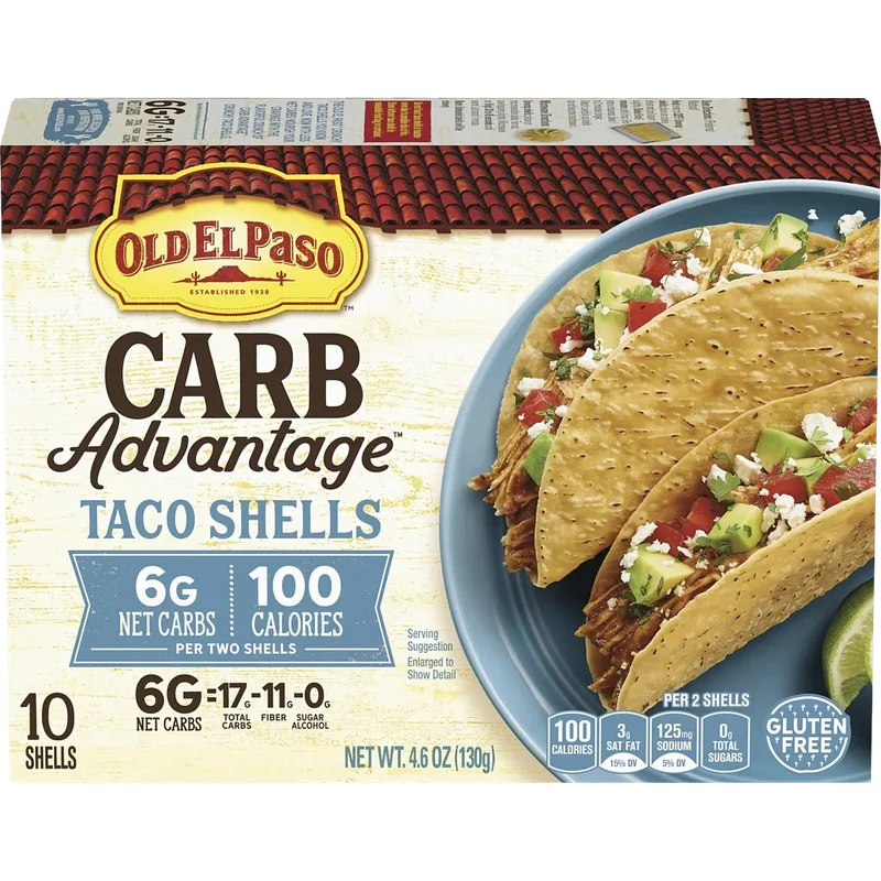 <span style="font-weight: 700; font-style: normal; text-decoration: none; font-family: Vulf_Sans-Medium, Helvetica Neue, Arial, sans-serif; font-size: 16px; line-height: 20px">Old El Paso</span><span style="font-style: normal; text-decoration: none; font-family: Vulf_Sans-Medium, Helvetica Neue, Arial, sans-serif; font-size: 16px; line-height: 20px"> Carb Advantage - Taco Shells (10CT)</span>