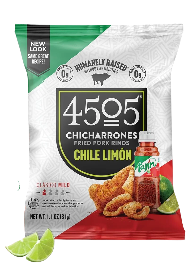<span style="font-weight: 700; font-style: normal; text-decoration: none; font-family: Vulf_Sans-Medium, Helvetica Neue, Arial, sans-serif; font-size: 16px; line-height: 20px">4505 Meats</span><span style="font-style: normal; text-decoration: none; font-family: Vulf_Sans-Medium, Helvetica Neue, Arial, sans-serif; font-size: 16px; line-height: 20px"> Tajin Lime Fried Pork Rinds</span>