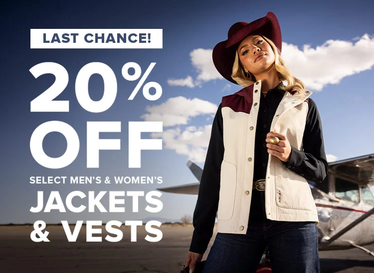 20% OFF JACKETS AND VESTS