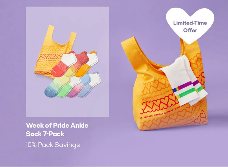 Limited-Time Offer. Week of Pride Ankle Sock 7-Pack 10% Pack Savings