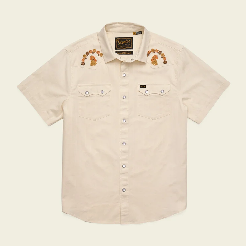 Image of Crosscut Deluxe Shortsleeve Shirt - Fowl Play : Off White Dobby