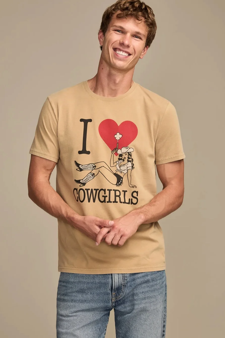Image of Lucky Brand I Love Cowgirls Tee - Girl's Childrens Kids T-Shirts Tops Graphic Tees in Kelp