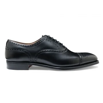 Islington Oxford Semi Brogue in Black Calf Leather