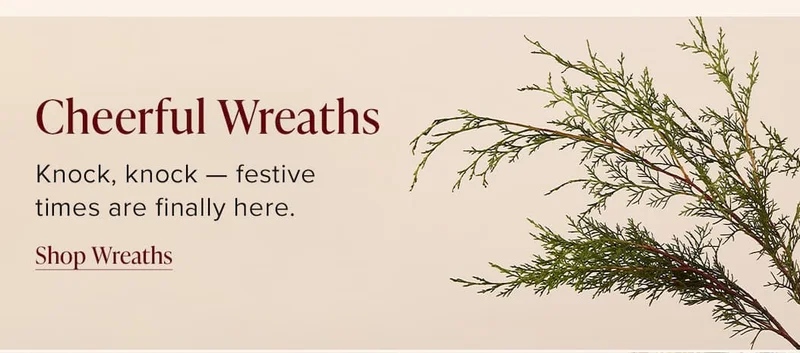 Cheerful Wreaths. Knock, knock -- festive times are finally here. Shop Wreaths.