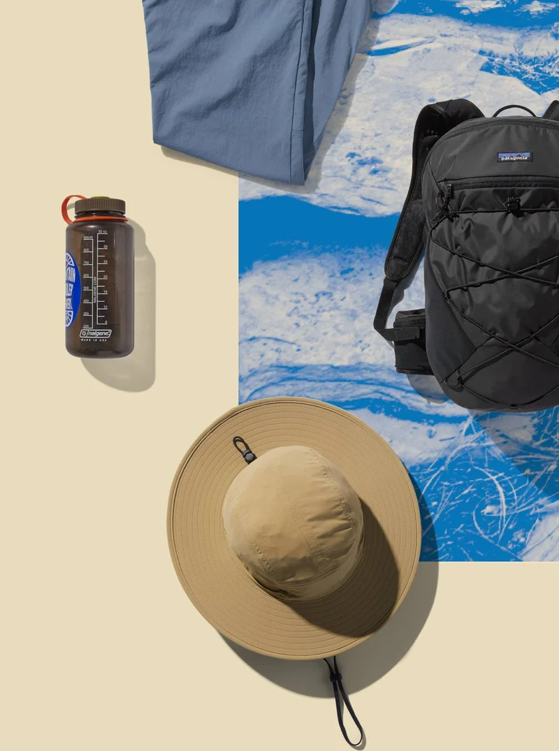 An assortment of hiking essentials.