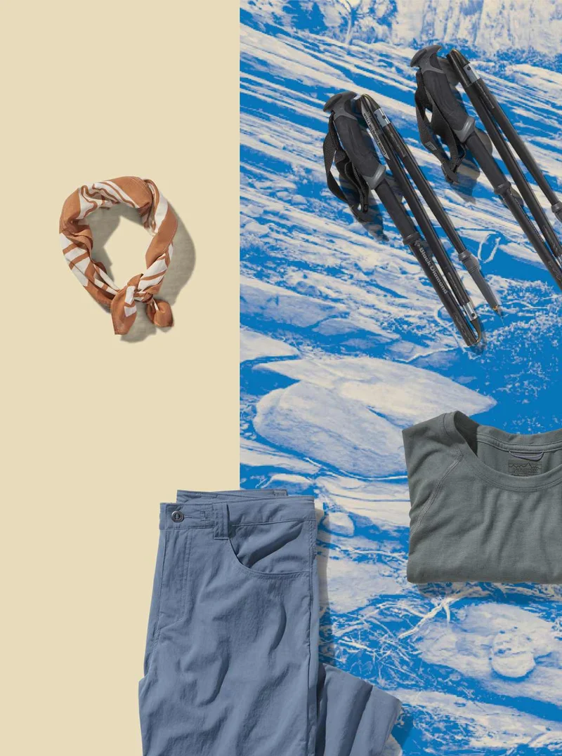 An assortment of hiking essentials.