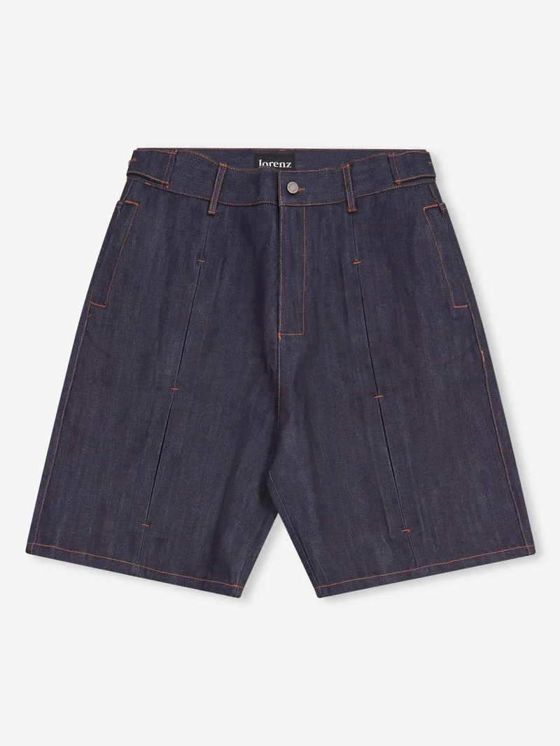 Image of Lorenz Sutures Denim Shorts - Raw Indigo