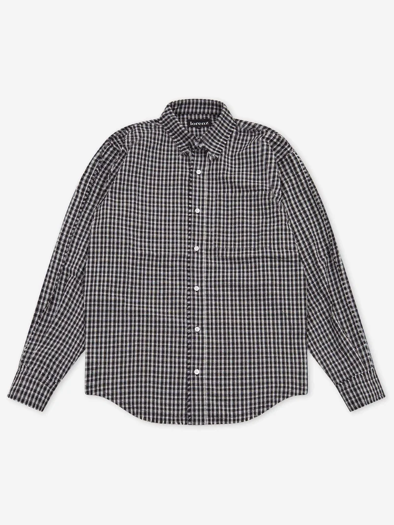 Image of Lorenz Checked Fringe Shirt - Black and Off White