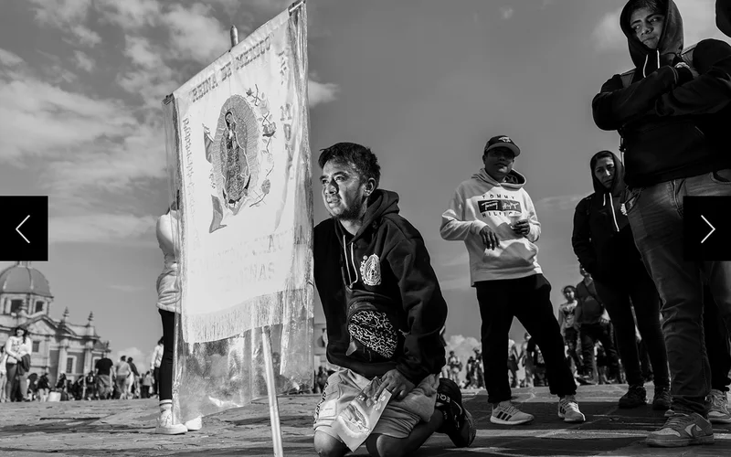 Leonardo Batalla Barrios, a pilgrim from San Antonio Chautla de Arena, walked on his knees during his last hour of his three-day pilgrimage.