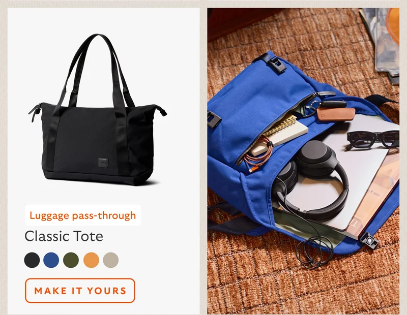 [Product name] Classic Tote [Starburst] Luggage pass-through CTA Make it yours