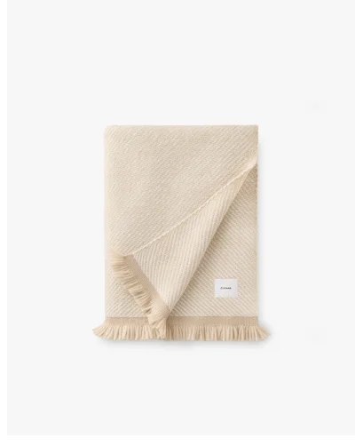 Two-Tone Alpaca Blanket Beige