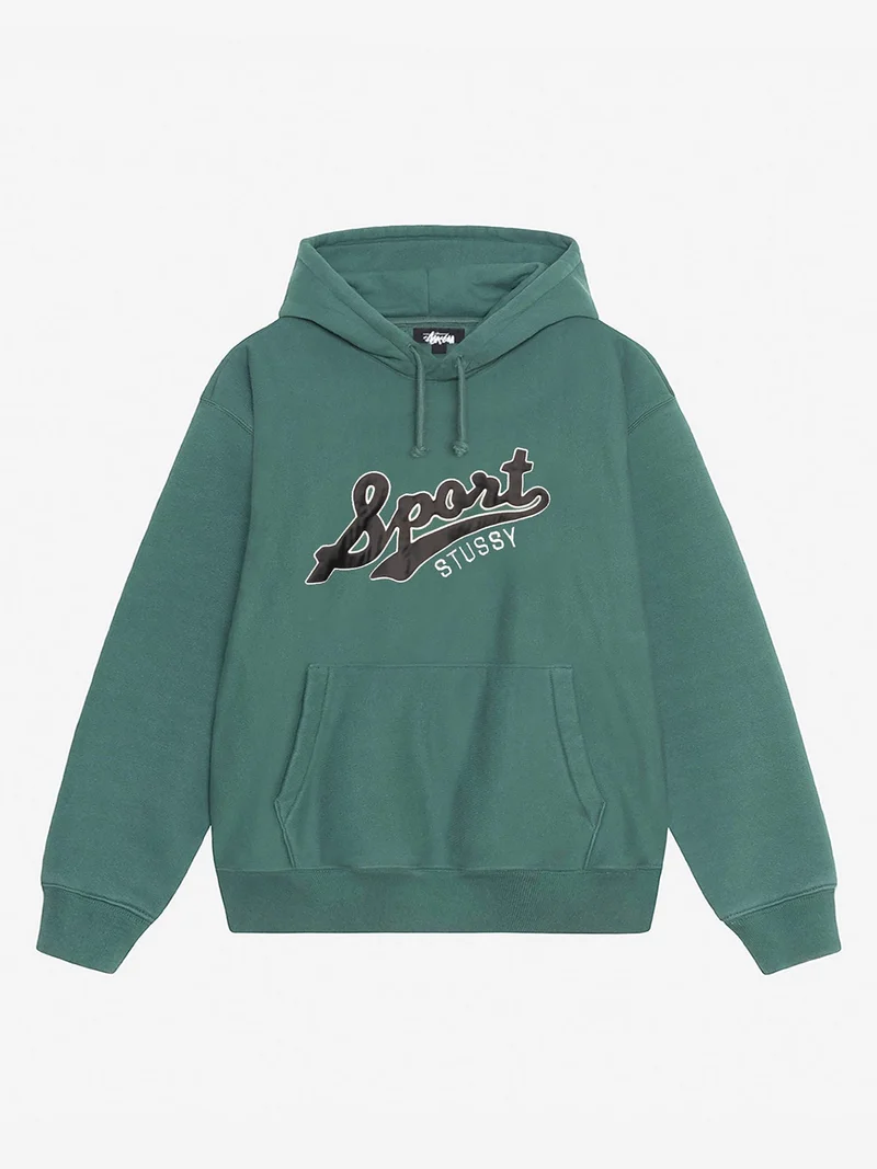 Image of Stussy Satin Patch Oversized Hood - Green