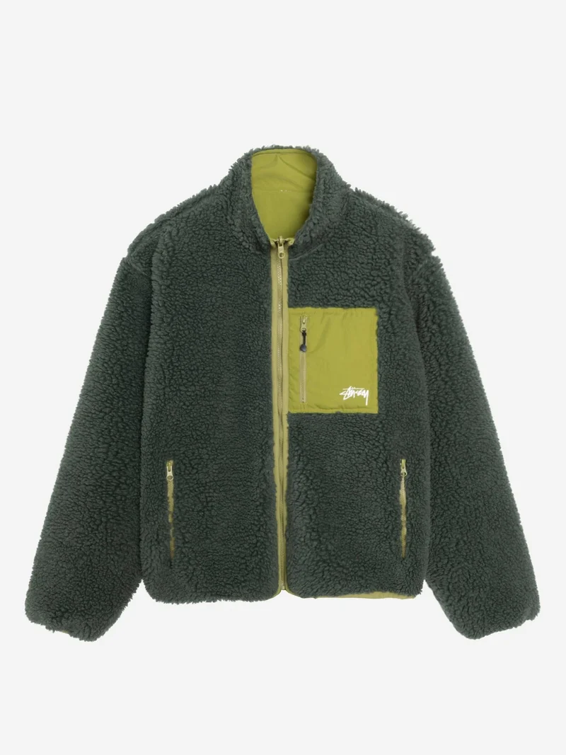 Image of Stussy Sherpa Reversible Jacket W  - Dark Green