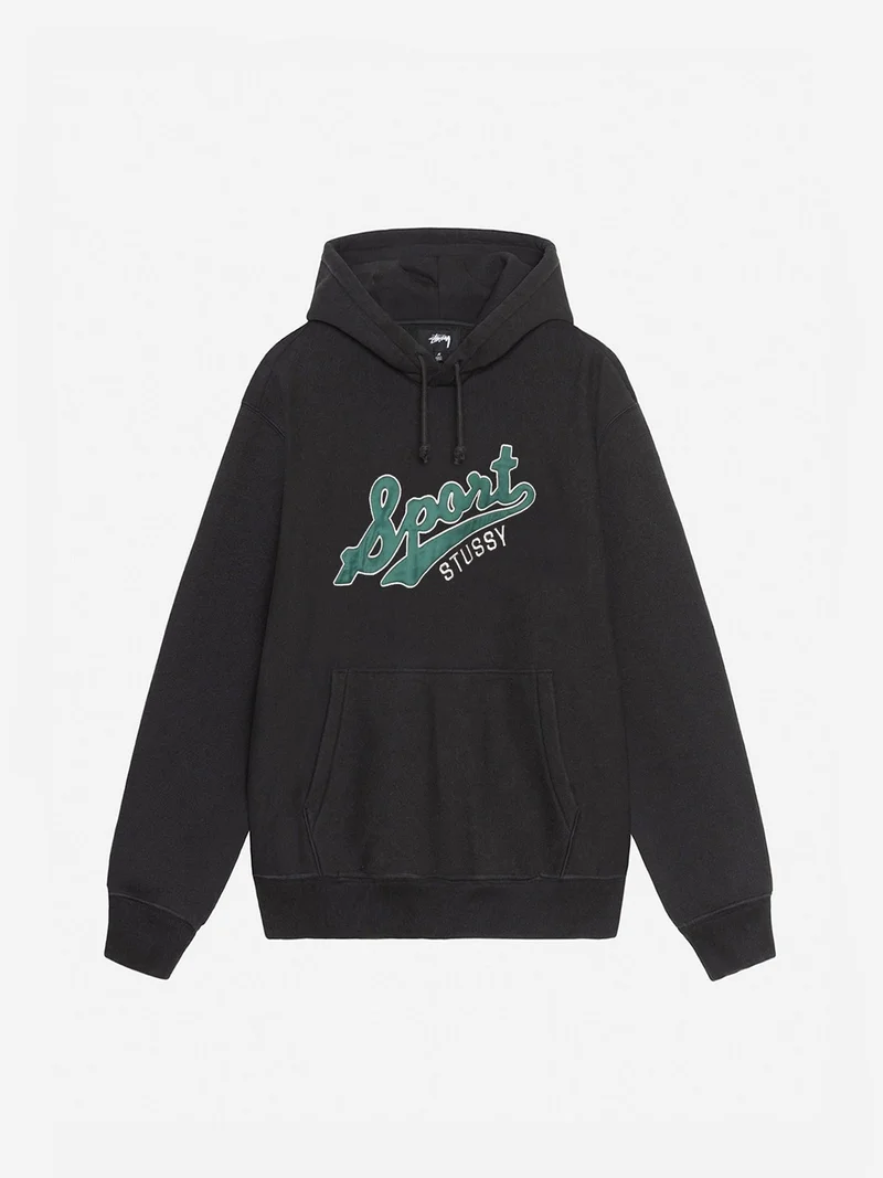 Image of Stussy Satin Patch Oversized Hood - Washed Black