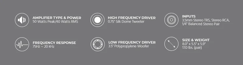 Monoprice DT-3 50-Watt Multimedia Desktop Powered Speakers