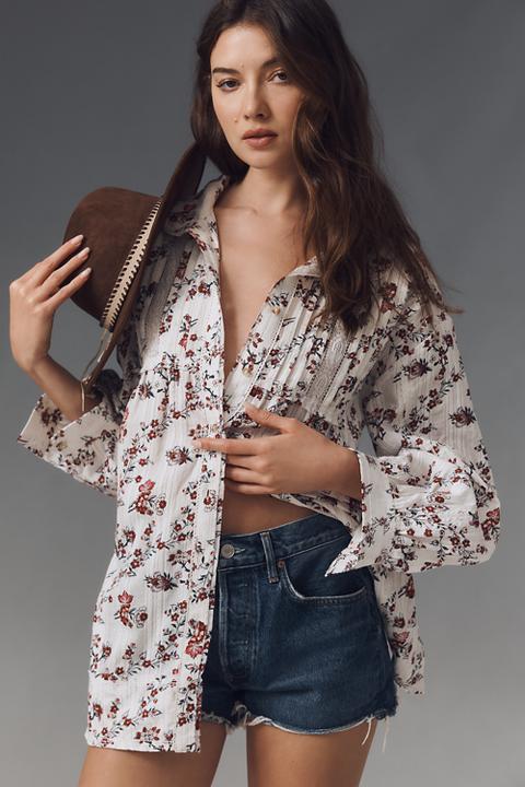Pilcro Collared Pintuck Blouse