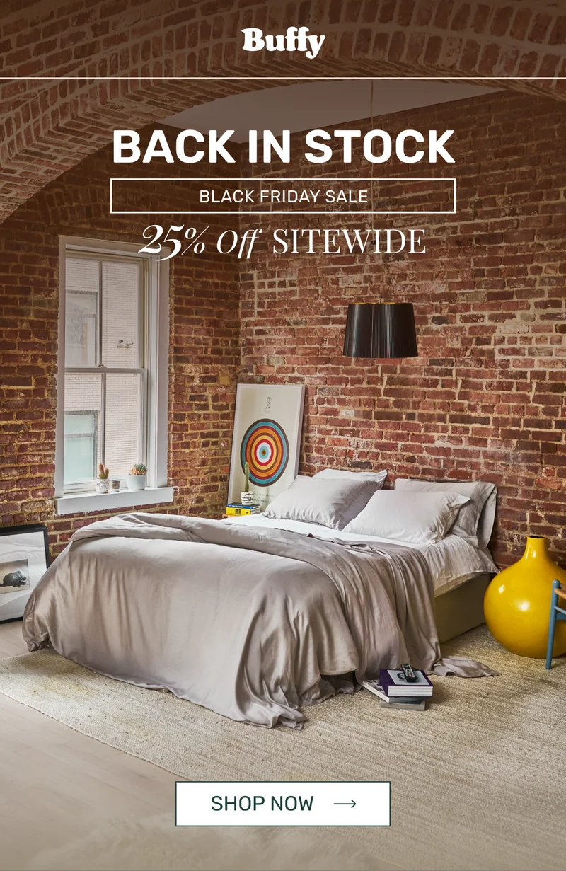 Back in stock black Friday sale 25% off sitewide