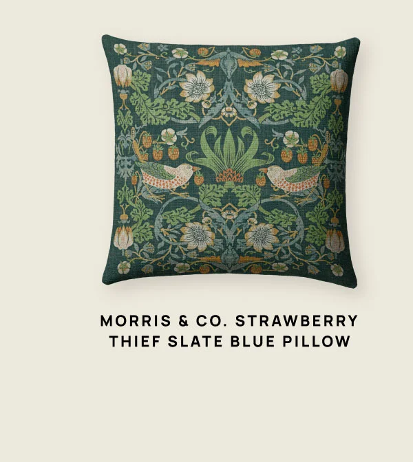 Morris & Co. Strawberry Thief State Blue Pillow