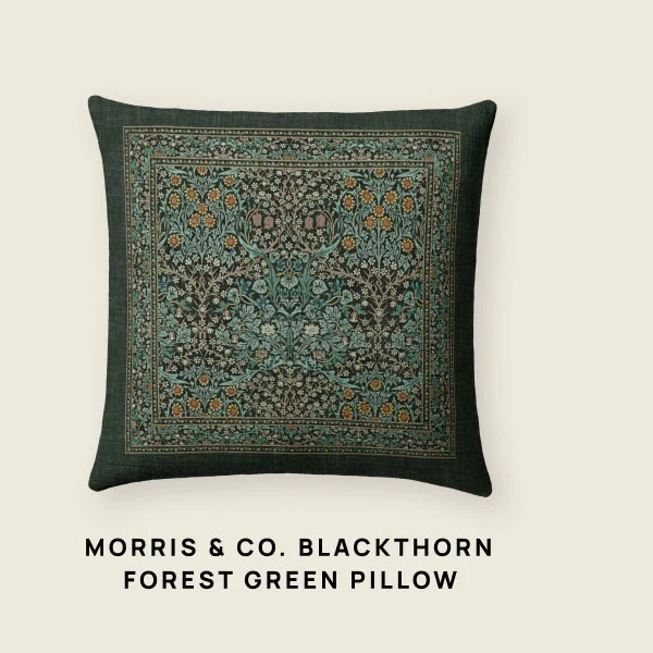 Morris & Co. Blackthorn Forest Green Pillow