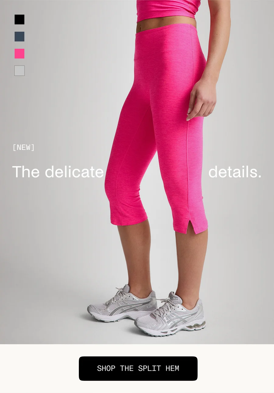 Spacedye Mid-Rise Slit Pedal Pusher Legging in Pink Glow Heather