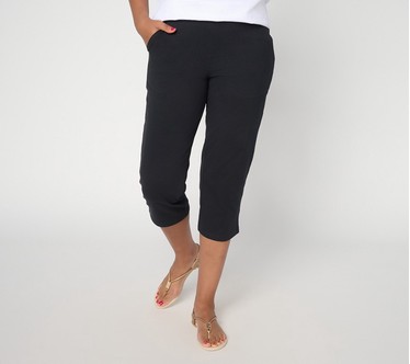 Denim & Co. Petite Duo Stretch Capri Pants with Pockets