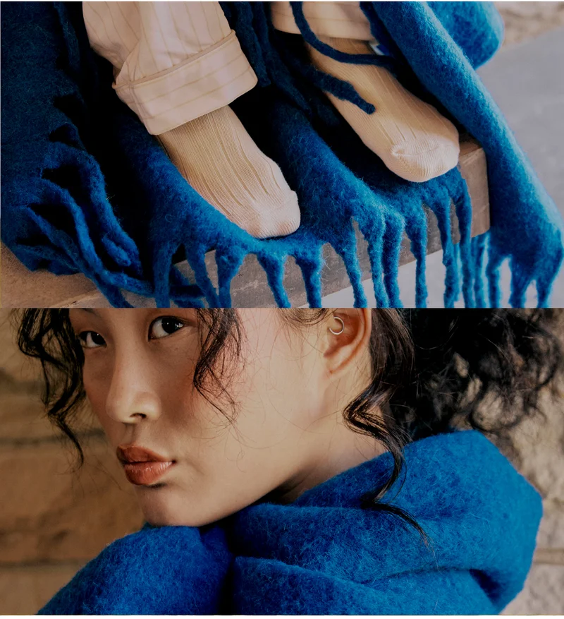 Merino Alpaca Throw - Cobalt