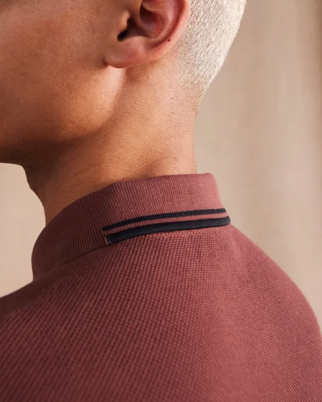 Long Sleeve Polo in Whisky Brown