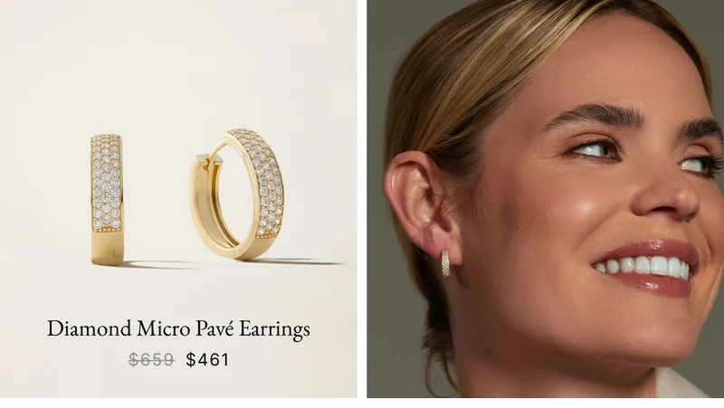 14k Solid Gold Diamond Micro Pavé Huggie Earrings