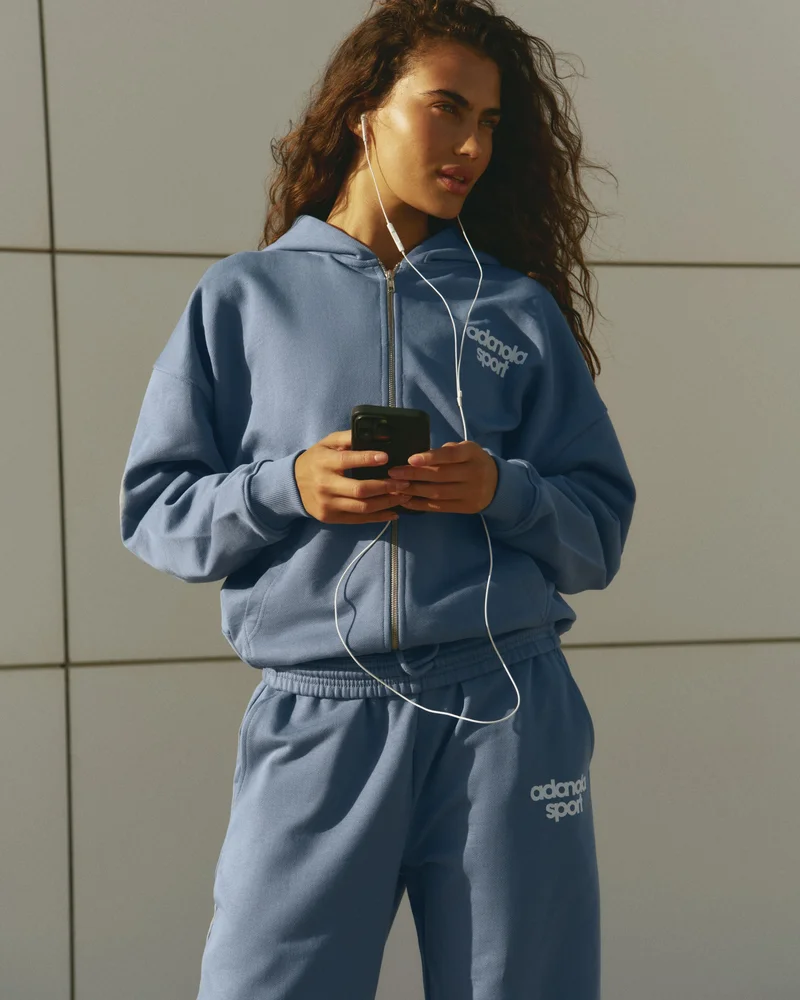 Image of AS Bold Oversized Full Zip Hoodie - Vintage Blue/Marshmallow White