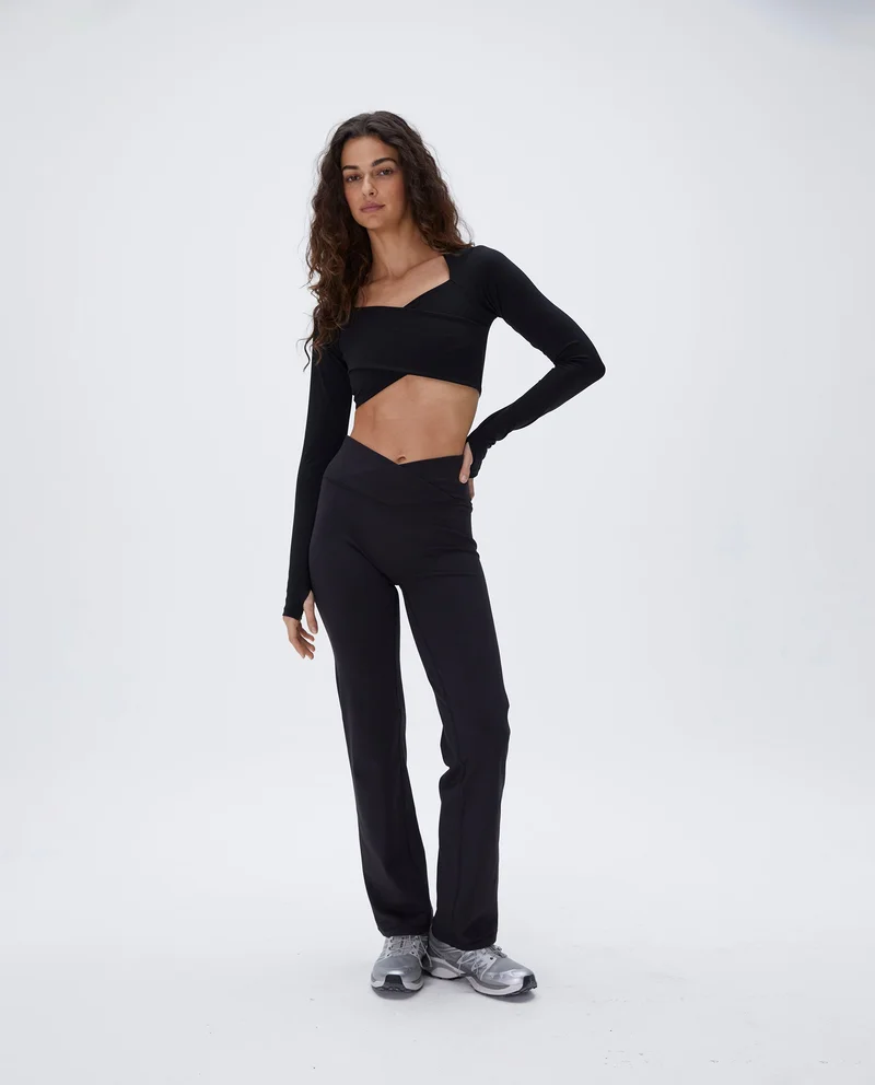 Image of Wrap Over Yoga Pant - Black