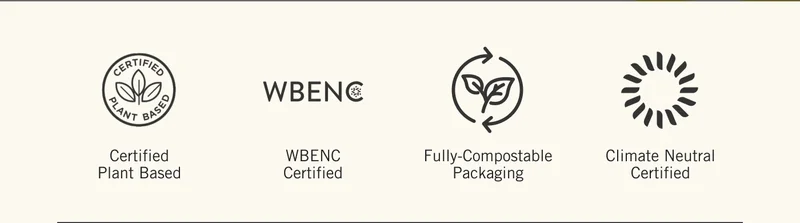 Certified Plant Based. WBE NC Certified. Fully-Compostable Packaging. Climate Neutral Certified.