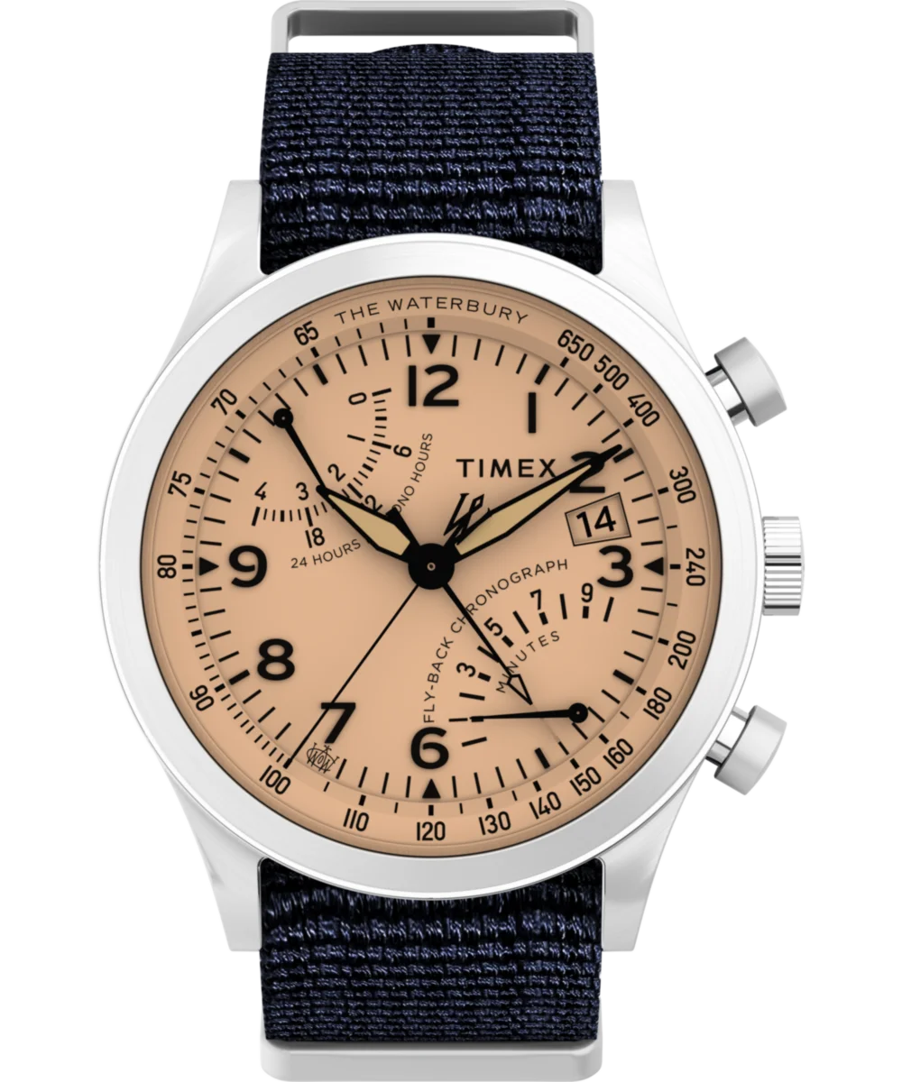 Image of Waterbury Traditional Fly Back Chronograph 43mm Fabric Strap Watch
